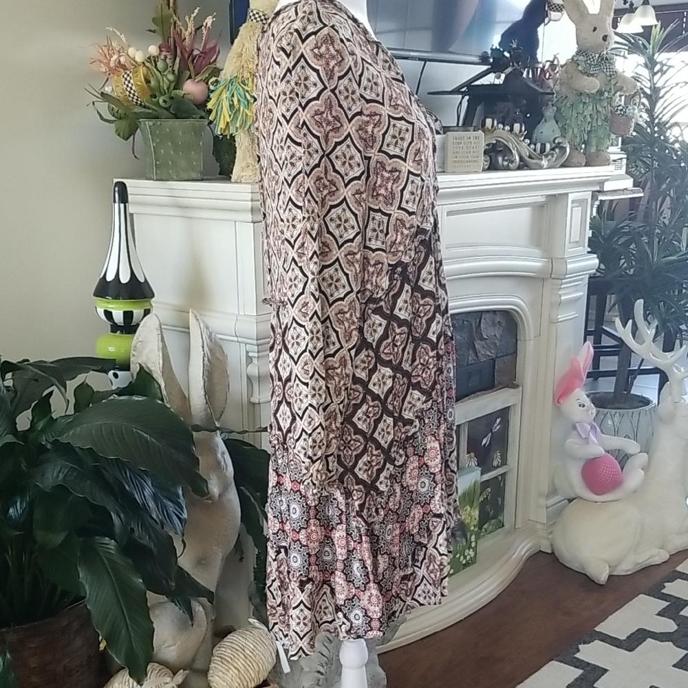 Anthropologie Patterned Dress in Brown and Cream - Picture 4 of 6